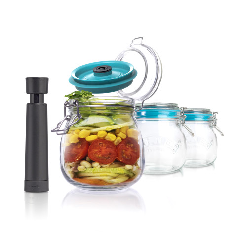 500ml Clip Top Jars with Vacuum Lids Set of 3 ROUND