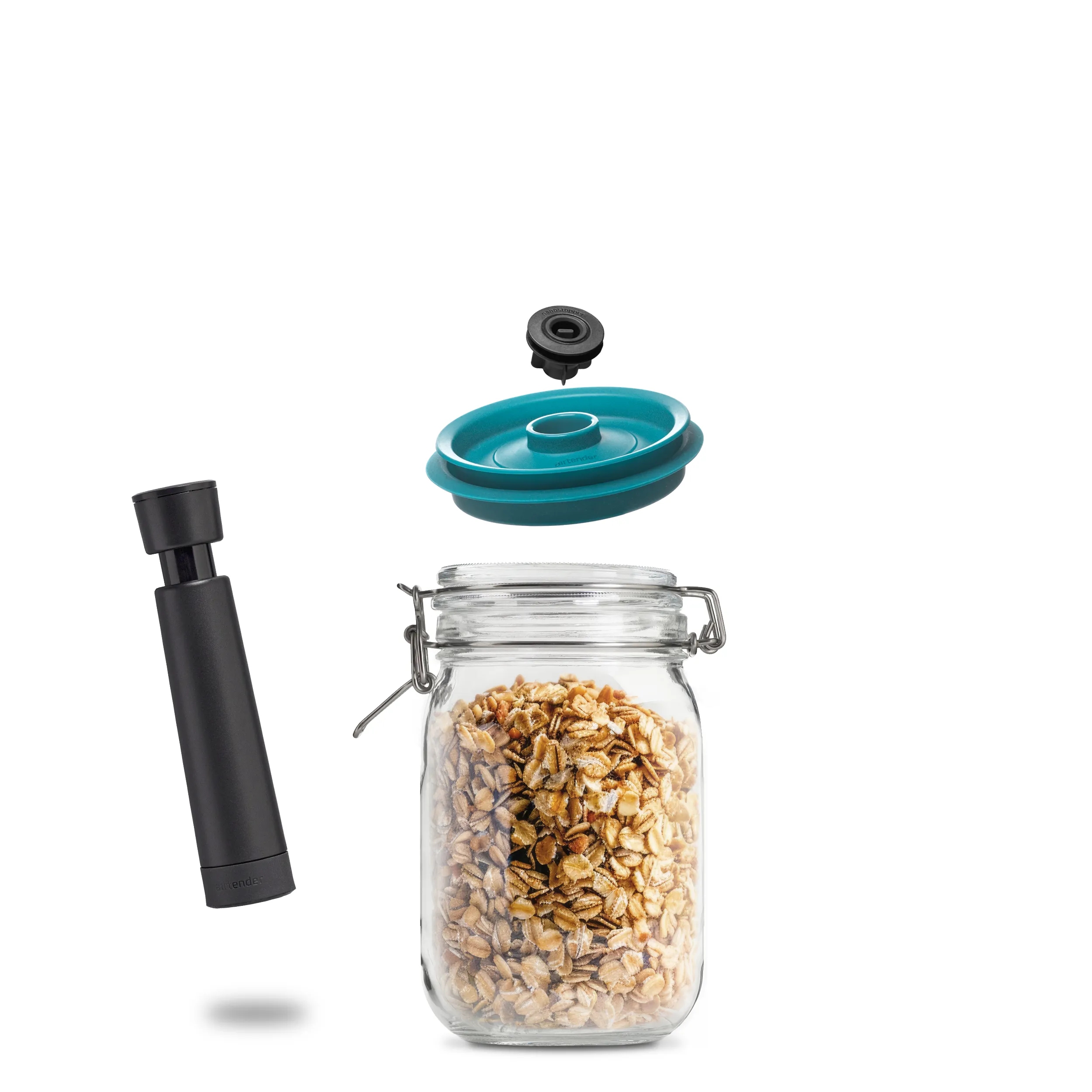 1500ml Clip Top Jar with Vacuum Set ROUND