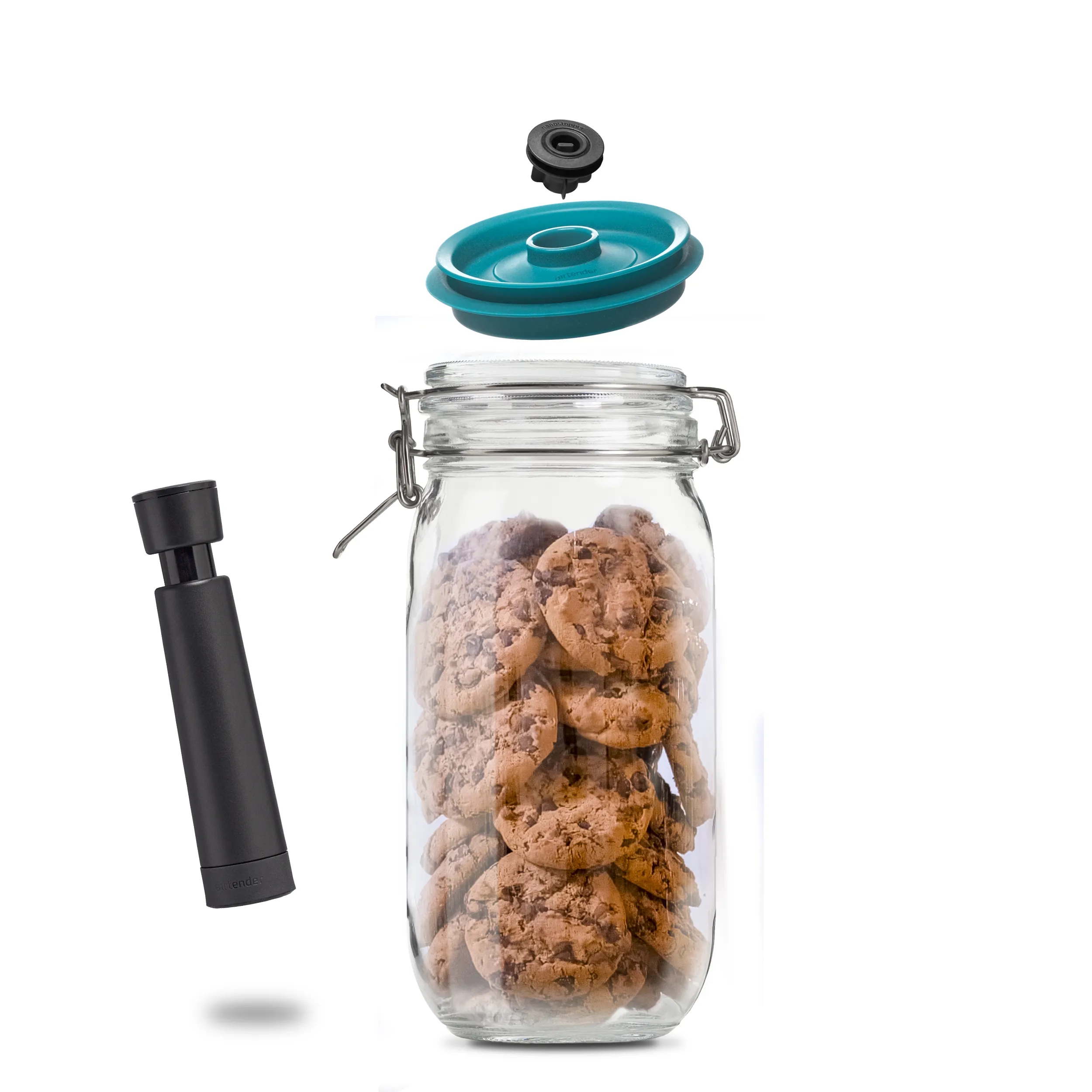 2000ml Clip Top Jar with Vacuum Set ROUND