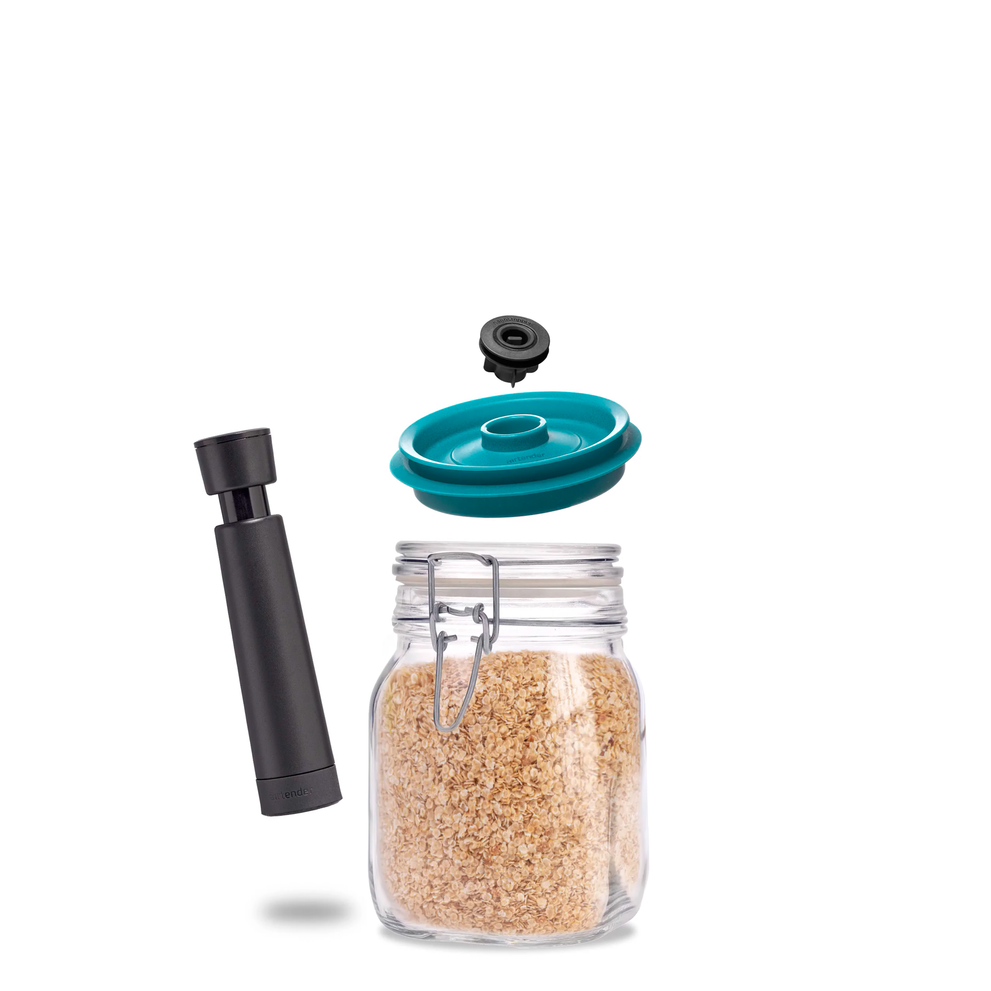 1000ml Clip Top Jar with Vacuum Set SQUARE