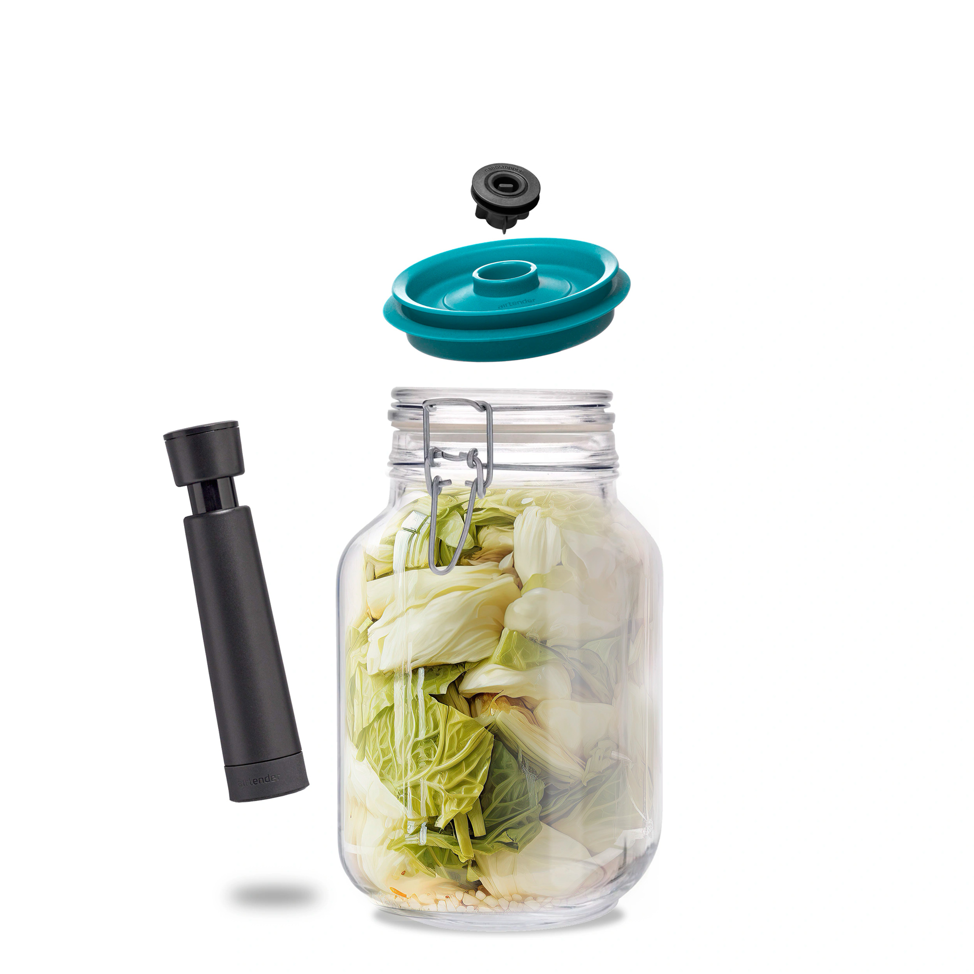 2000ml Clip Top Jar with Vacuum Set SQUARE