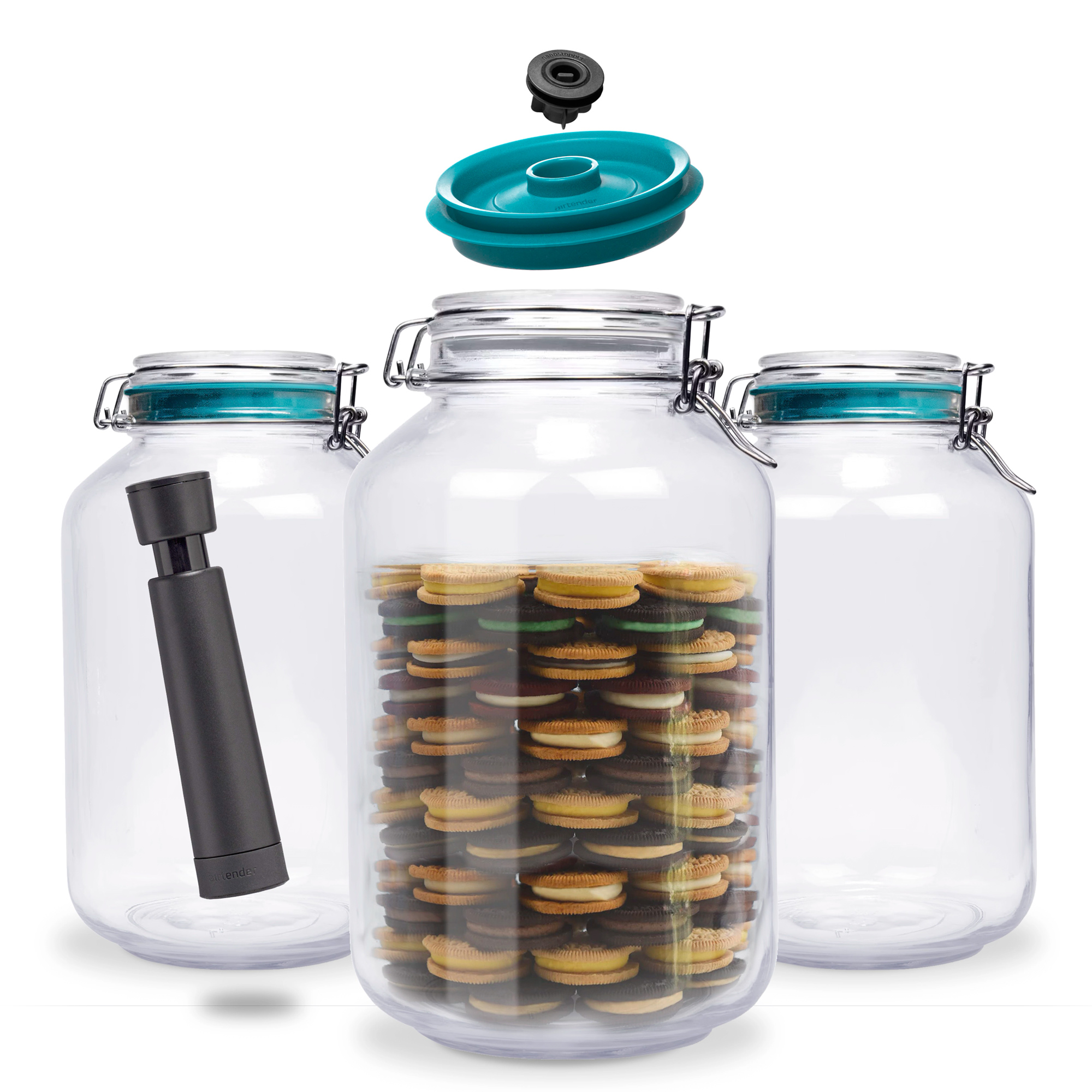 4000ml Clip Top Jar with Vacuum Set of 3 LARGE