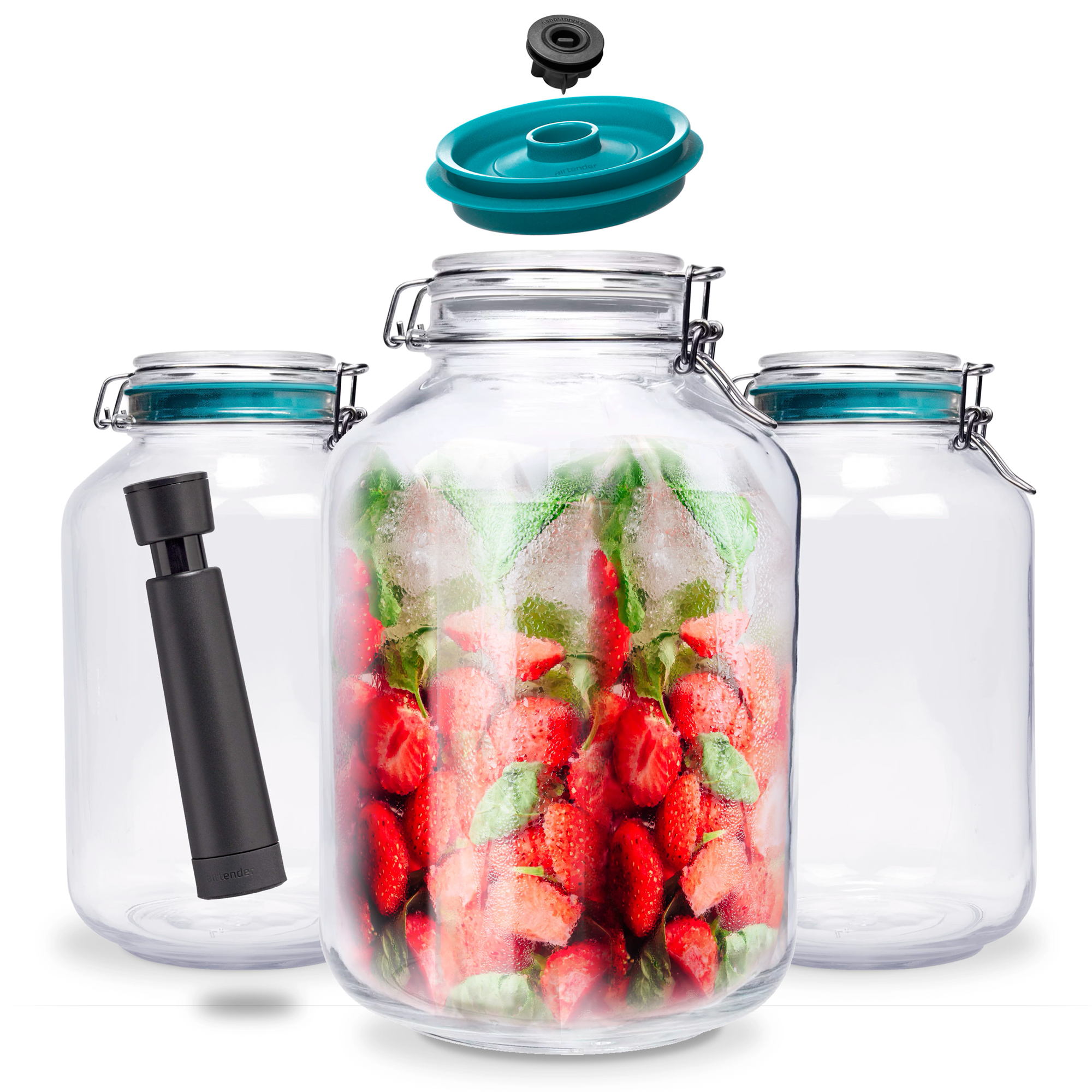 5000ml Clip Top Jar with Vacuum Set of 3 LARGE