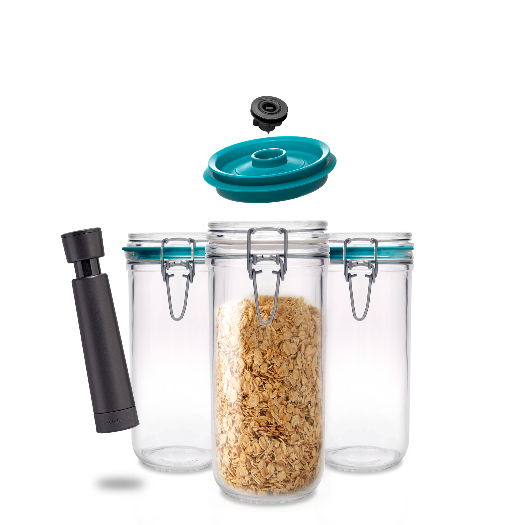 1000ml Clip Top Jar with Vacuum Set of 3 TALL